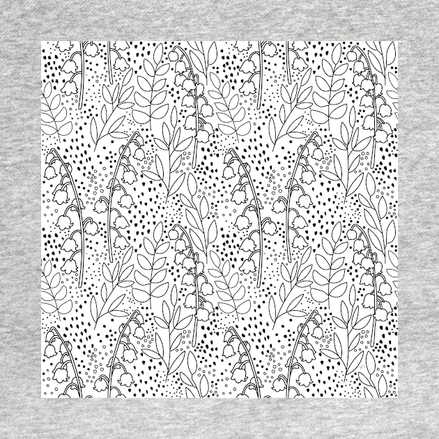 Lily of The Valley Pattern - Black and White by monitdesign